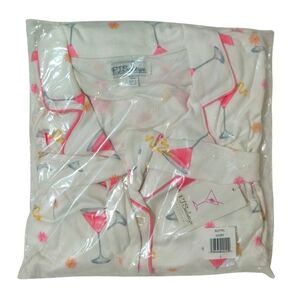 PJ Salvage Pajama Set Large Pink Martini Floral Top/Shorts Ivory 🩷